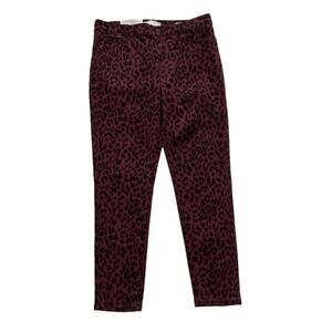 Sanctuary Ankle Jeans Red Black Cheetah Print Stretch Skinny Ankle Pants Size 8